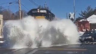 AMAZING Snow Plow TRAINS REVERSE [upl. by Reffinej]