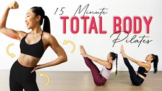 15 Minute Full Body Pilates  thighs arms obliques [upl. by Meng]