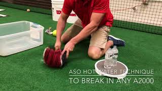 How to break in a Wilson A2000 Ball Glove using Aso hot water technique [upl. by Ehtyde]