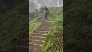 SUPER STEEP STAIRS😰 bike mtb stairs urbandownhill viralvideo [upl. by Quiteria845]