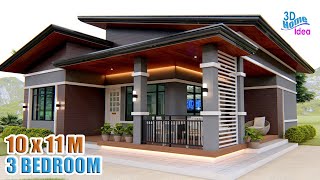 SMALL HOUSE DESIGN IDEA  10 X 11 Meters with 3 bedroom  Simple Life [upl. by Naugan]