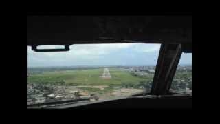 Trans Air Congo Landing at Pointe Noire Cockpit View [upl. by Quintie]