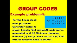 EXAMPLE4 EXAMPLE PROBLEM ON GROUP CODES  GROUP CODES  GROUP THEORY  DMS  MFCS [upl. by Remmer]