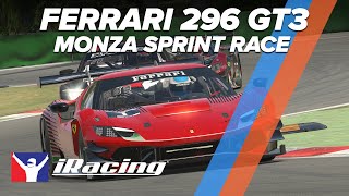 iRacing Gameplay Ferrari 296 GT3 Sprint Race at Monza [upl. by Jessee]