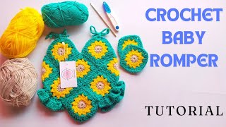 Crochet baby romper tutorial for baby size 3 to 6 months💗👶🧶 [upl. by Epilihp]