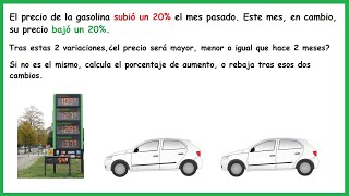 Variación tras aumentos y disminuciones porcentuales Sin saber precio inicial [upl. by Leanne]