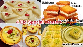 4 Eid Special Dessert Recipes  Arabic sweet Kunafa Bread Desserts in just 10 minutes [upl. by Ambrosine504]