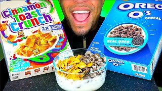 CINNAMON TOAST CRUNCH OREO OS CEREAL WITH MILK CHALLENGE BATTLE ASMR MUKBANG EATING SHOW SOUNDS [upl. by Aerdua771]