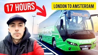 17 HRS ON FLIXBUS COACH  LONDON TO AMSTERDAM [upl. by Lederer976]