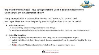 Java String Functions Used in Selenium Framework [upl. by Kowtko]