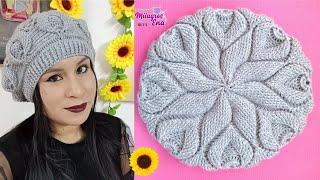 Como tejer la Boina N° 40 a crochet para mujer en punto hojas y estrella en relieves paso a paso [upl. by Acenes]