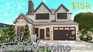 Aesthetic 15k Bloxburg Modern House Build 2 Story WITH VOICE [upl. by Sidnac812]