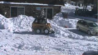 John Deere Skid Steer 240 Snow Plowing [upl. by Nonnad]