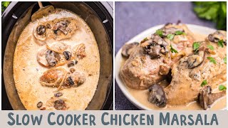 Slow Cooker Chicken Marsala 🍗🍷 creamy mushroom wine chicken [upl. by Kuehnel824]