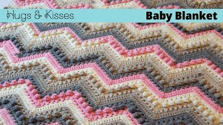 How to Crochet Hugs amp Kisses Wave Blanket [upl. by Carolee]