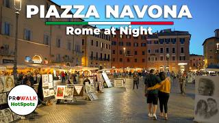 Piazza Navona at Night  Rome Italy Tour 2024 [upl. by Anatak]