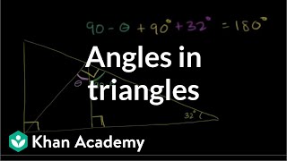 Triangle angle example 3  Angles and intersecting lines  Geometry  Khan Academy [upl. by Pallaten]