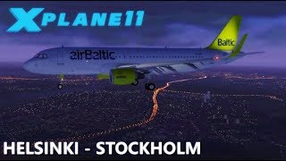 XPlane 11  HELSINKI EFHK to STOCKHOLM ESSA Air Baltic A320  JarDesign [upl. by Udell]