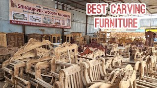 Best Carving Wood Furniture from Factory  Teak Wood Double Bed Sofa  Saharanpur Furniture Market [upl. by Enelrad891]