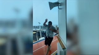 Passengers filmed panicking as freak storm hits cruise ship [upl. by Koralie]