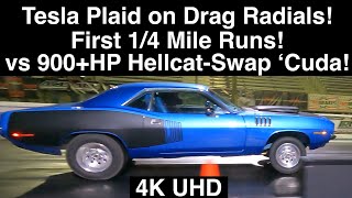 Plaid on Drag Radials First full 14Mile Passes 900HP Hellcat Cuda rematch to 1320 feet 4K UHD [upl. by Astri553]