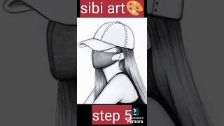 Easy sad girl drawing into four step shorts art drawing [upl. by Anatak]