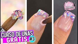 CLASE GRATIS 3  Uñas ACRILICAS con GLITTER en TIP cómo aplicarlo Principiantes [upl. by Barthelemy]