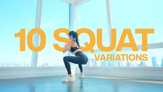 10 Min Squat Workout with 10 Variations  No Repeats No Talking [upl. by Adila]