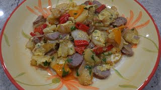 Italian Grandma Makes Fried Potatoes with Eggs Sausage Peppers amp Onions [upl. by Llimaj334]