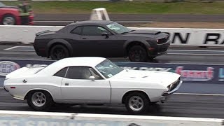 Dodge Demon vs Old School Muscle Cars  drag racing [upl. by Ettenawtna983]