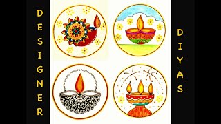 Diwali special easy diya drawing  how to draw diya  multiple designer diya ideas  Diwali festival [upl. by Kannav]