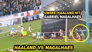 Haaland Hits Magalhaes with Ball PostMatch [upl. by Noislla]