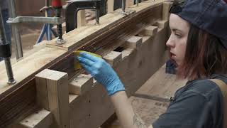 Building Evelyn Gluing up deck beams EP 17 [upl. by Erbua]