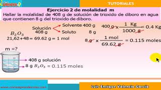 Parte 16 ConcentracionesSolucionesMolalidadEjercicio 2 [upl. by Caryn57]