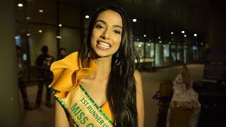 Meenakshi Chaudhary receives a heartwarming welcome at the Mumbai airport [upl. by Oinotnanauj]