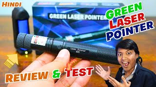 Green Laser Pointer Review Test Hindi  303 Laser Pointer  Rechargeable  Bluetooth Military Laser [upl. by Rabkin]