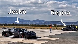 Jesko VS Regera 0400 drag race will Jesko reach 500 kmh [upl. by Aremahs]