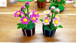 DIY  Handmade  🌹Cách làm chậu hoa cúc mini từ kẽm nhung  How to make mini chrysanthemum pots🌹 [upl. by Alra751]