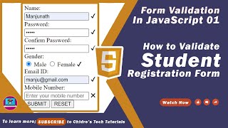 Form Validation in JavaScript Part 1  How to Validate Complete Student Registration Form in JS [upl. by Tades717]