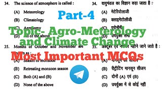 AgroMeterology and Climate Change Important MCQ part4 [upl. by Rosamund808]