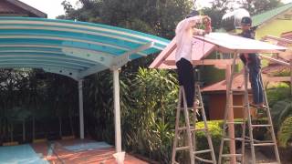 How to install polycarbonate roof sheet for walk way [upl. by Aenitsirhc411]