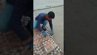 Yard laying solid red brick block process [upl. by Nena788]