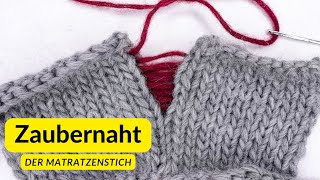 Matratzenstich  Strickstücke mit der Zaubernaht unsichtbar verbinden [upl. by Gertrud861]