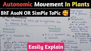 Autonomic Movement In Plants  Tactic Turgor And Growth Movement  Class 12 Biology [upl. by Anayik]