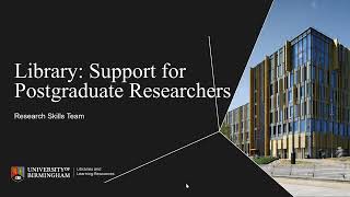 Library support for postgraduate researchers [upl. by Ycnuahc]