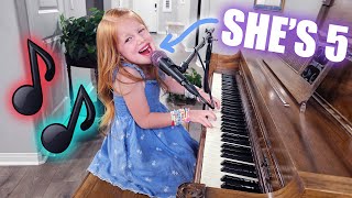 🤯🎵 5YEAROLD JAMS a DISNEY CLASSIC On The Piano [upl. by Perle]