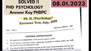 IGNOU PhD Psychology SOLVED entrance exam paper 812023 [upl. by Rovner]