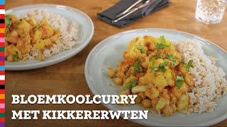 Bloemkoolcurry met kikkererwten  Gezond recept  Voedingscentrum [upl. by Jonme756]