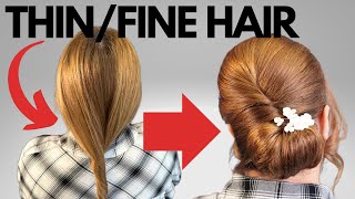 Smooth chignon bun hairstyle for Thin Fine hair [upl. by Clift]