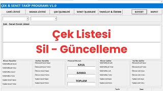 Çek  Senet Takip Programı  Çek Silme ve Güncelleme [upl. by Idden906]